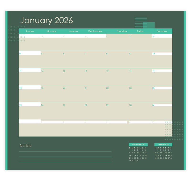 Modern Aesthetic Monthly Calendar Template
