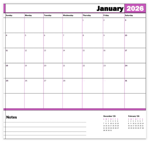 Download Now Printable monthly calendar with lines