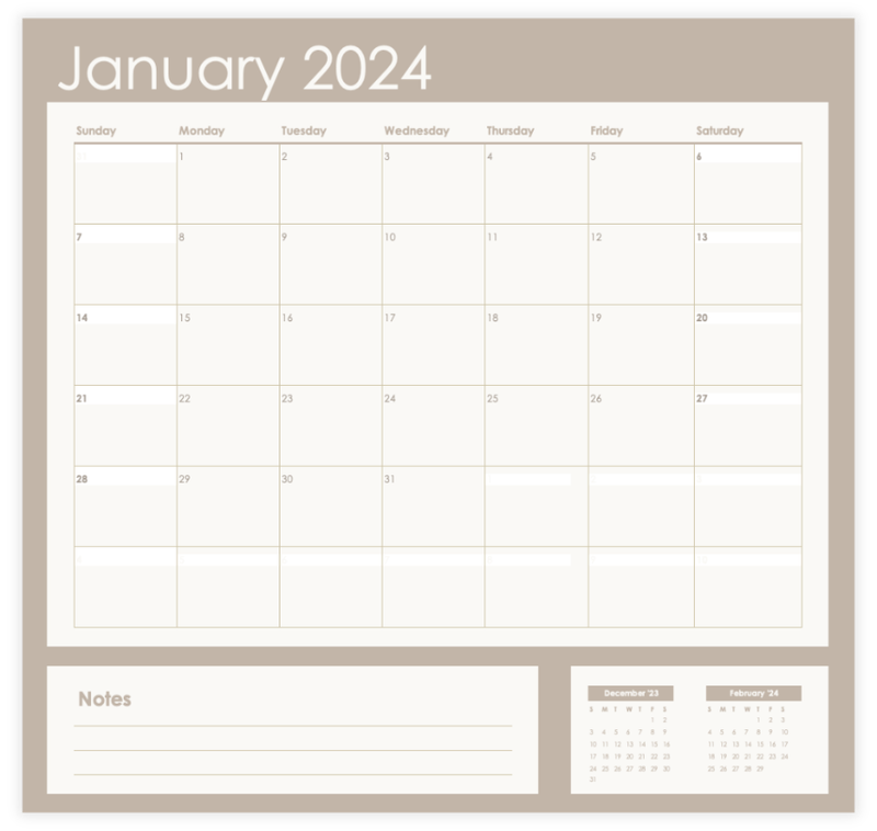 Aesthetic Calendar January 2024