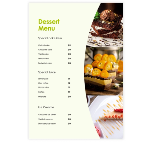 Download Now Light Green Dessert Menu Template