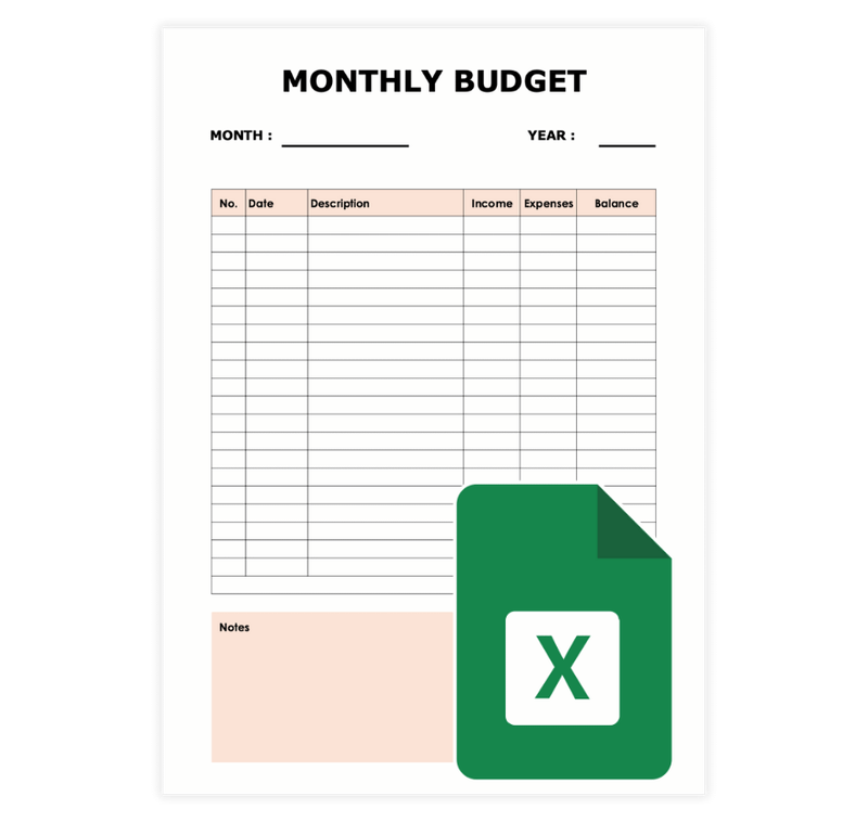 Simple Editable Monthly Budget Template