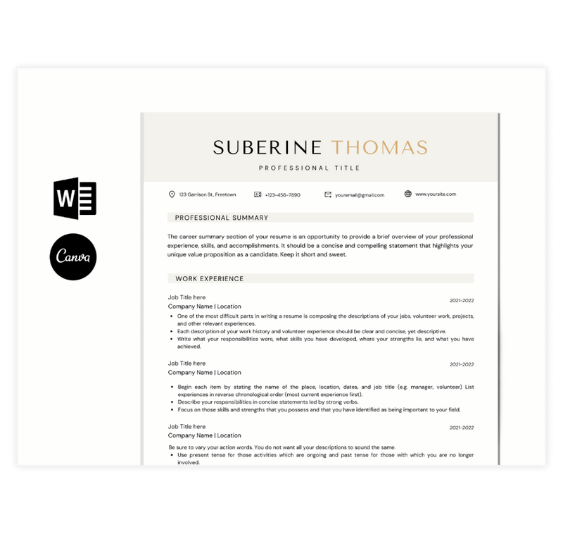 Light Header Resume Template with Cover Letter and Thank You Letter