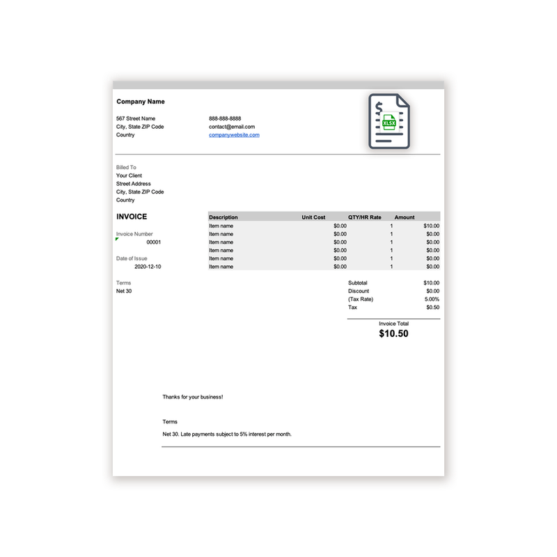 Excel Invoice Template