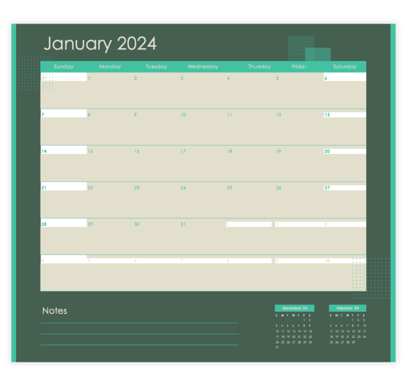 Modern Aesthetic Monthly Calendar Template