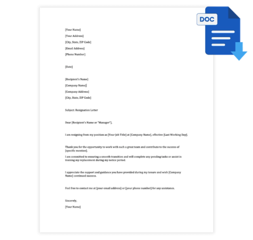 Download Now Resignation Letter Template - Google Docs