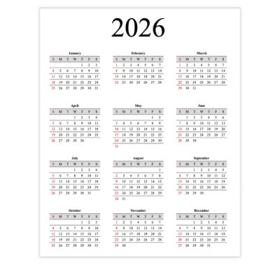 2026 Yearly Calendar Template - GetFreeTemplates.co