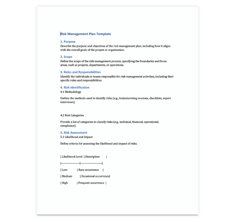 Risk Management Plan Template - Microsoft Word