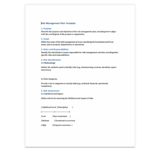 Download Now Risk Management Plan Template - Google Docs