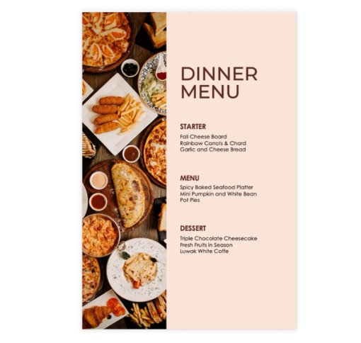 Download Now Beige Dinner Menu Template