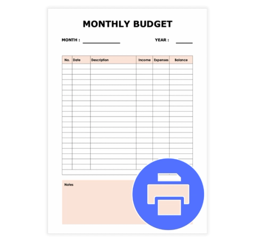 Download Now Simple Printable Monthly Budget Template