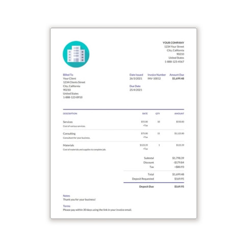 Download Now Simple Invoice Template