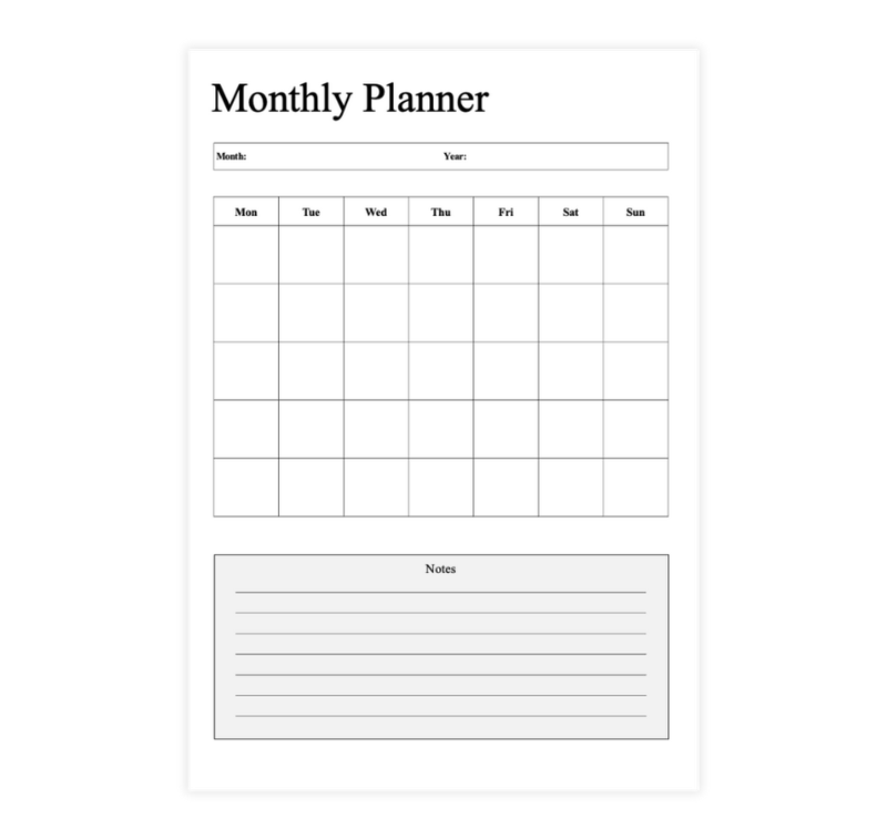 Monthly Planner Template