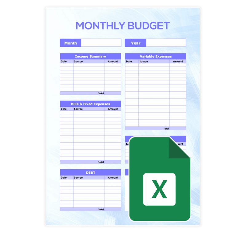 Modern Editable Monthly Budget Template