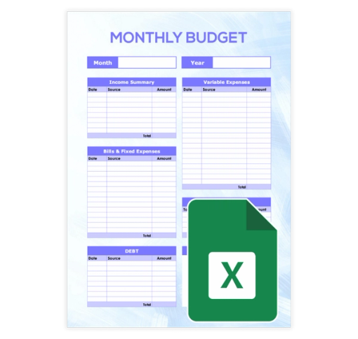 Download Now Modern Editable Monthly Budget Template