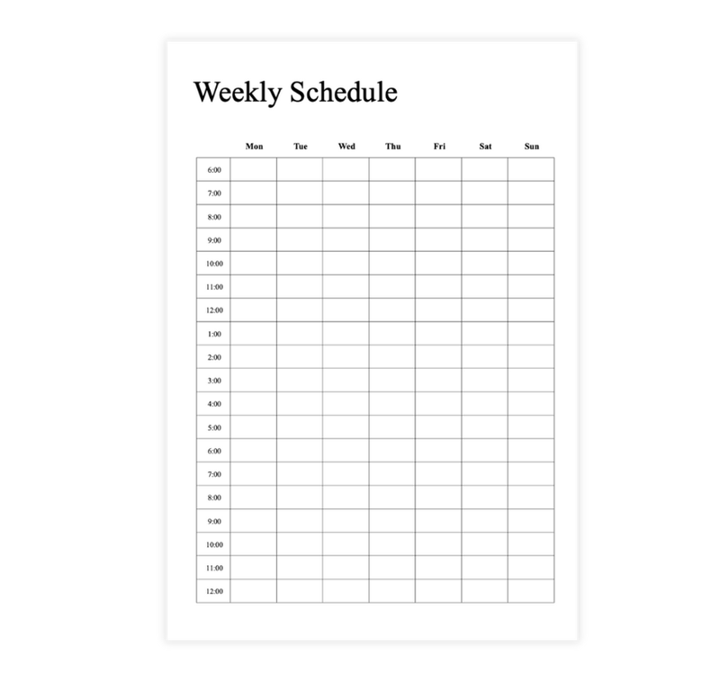 Weekly Schedule Template 