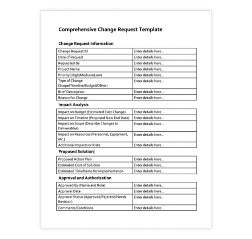 Download Now Black Change Request Template