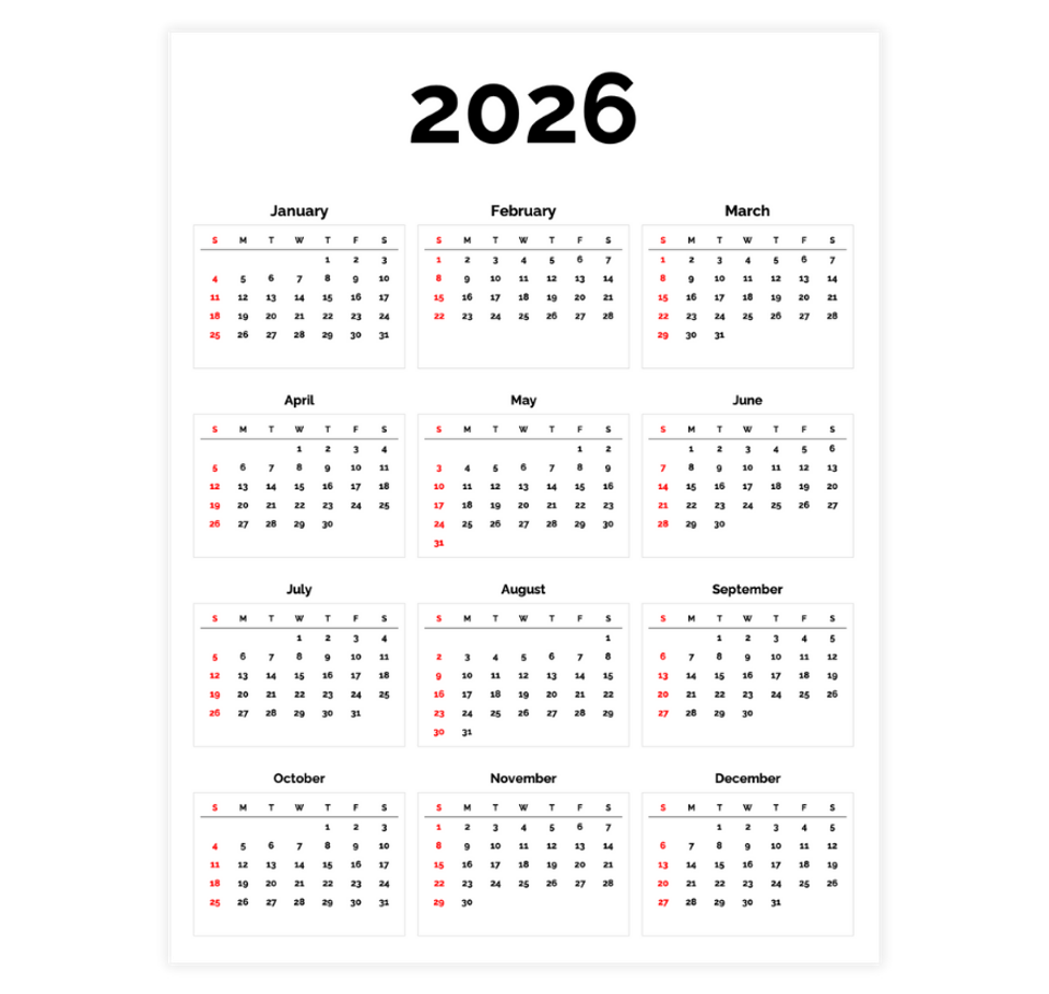 Free Calendar Templates 2026 - Printable Monthly & Yearly Calendars ...