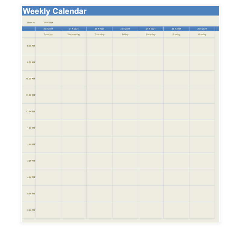 Print Mini Weekly Calendar
