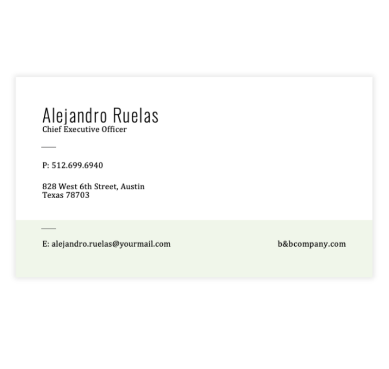 Light Green and White Business Card Template
