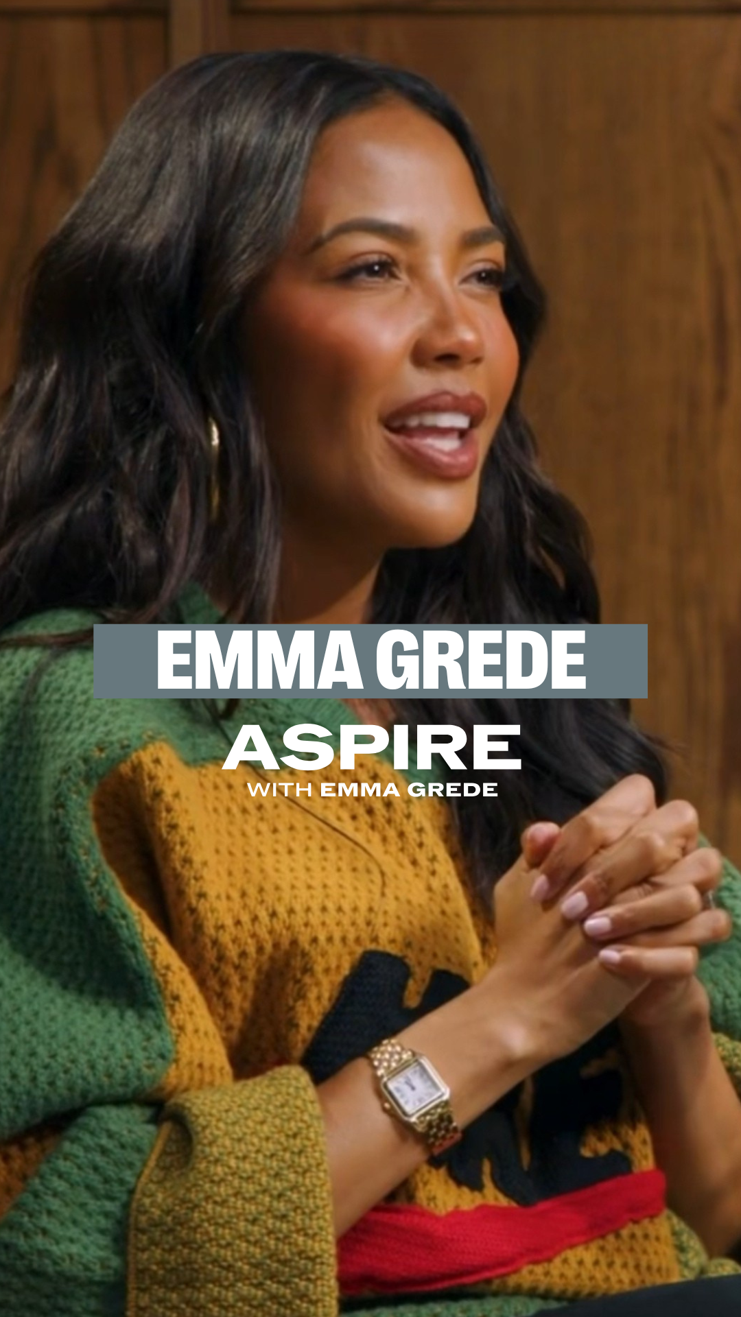 aspire with emma grede poster with a woman holding a phone