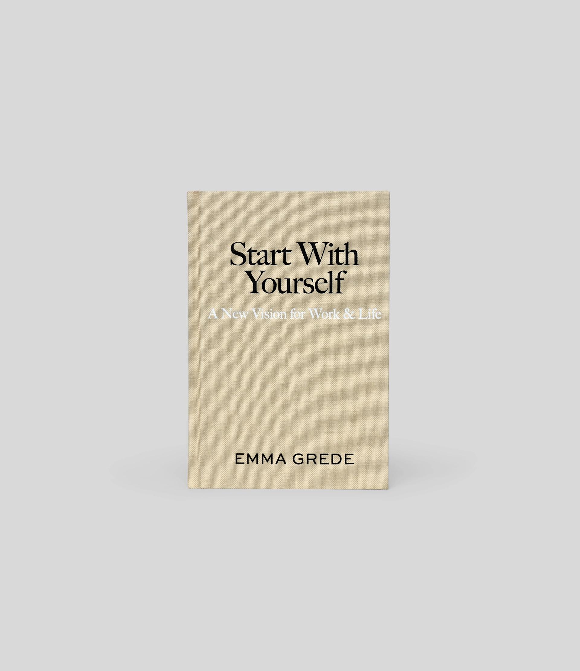Light beige book titled "Start With Yourself" by Emma Grede.