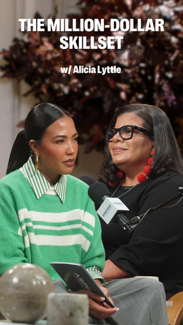 Alicia Lyttle and another woman are seated for an interview. Text overlay reads: "THE MILLION-DOLLAR SKILLSET w/ Alicia Lyttle."