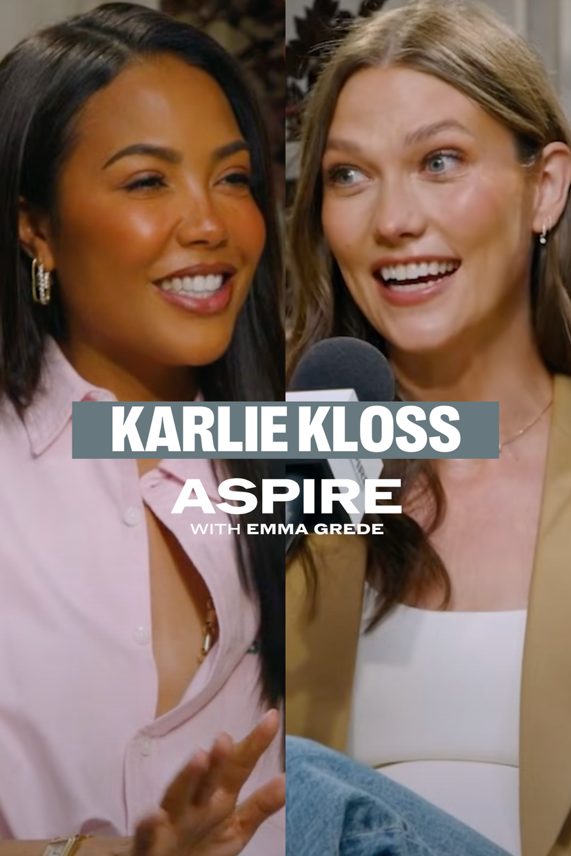 aspire with emma grede poster with a woman holding a phone