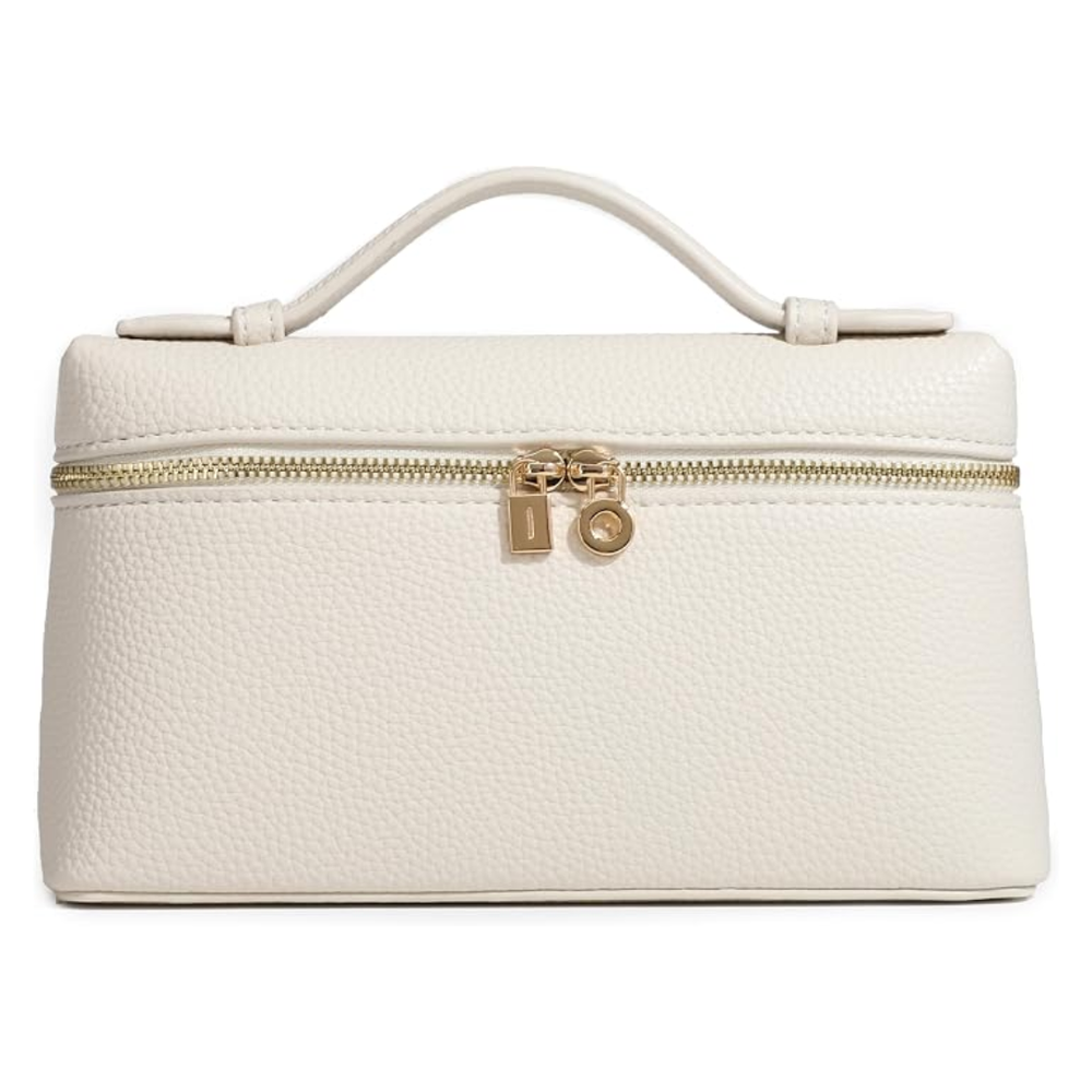 Structured Leather Top-Handle Bag · Cream White