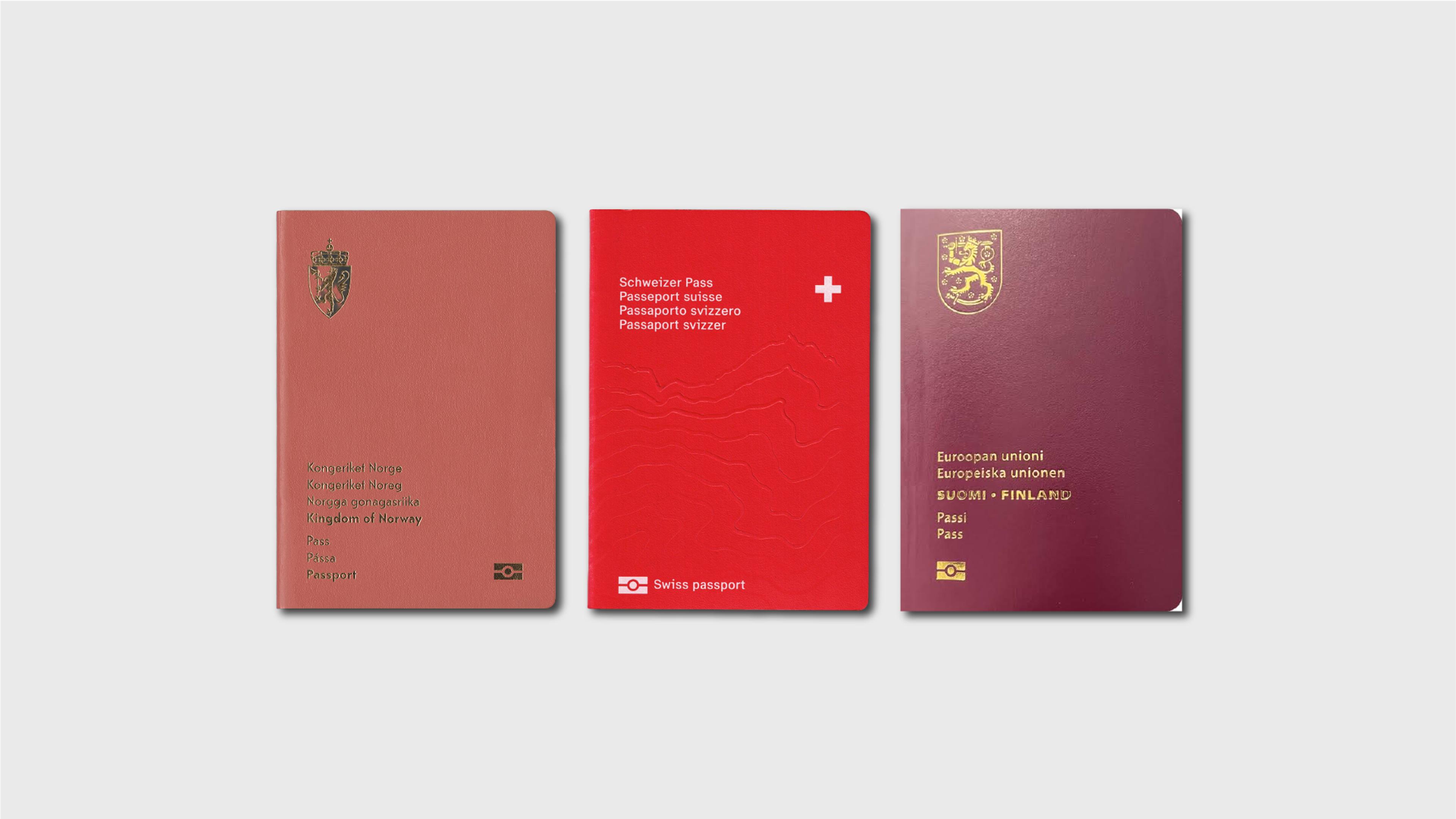Swiss, finish and Norwegian passports
