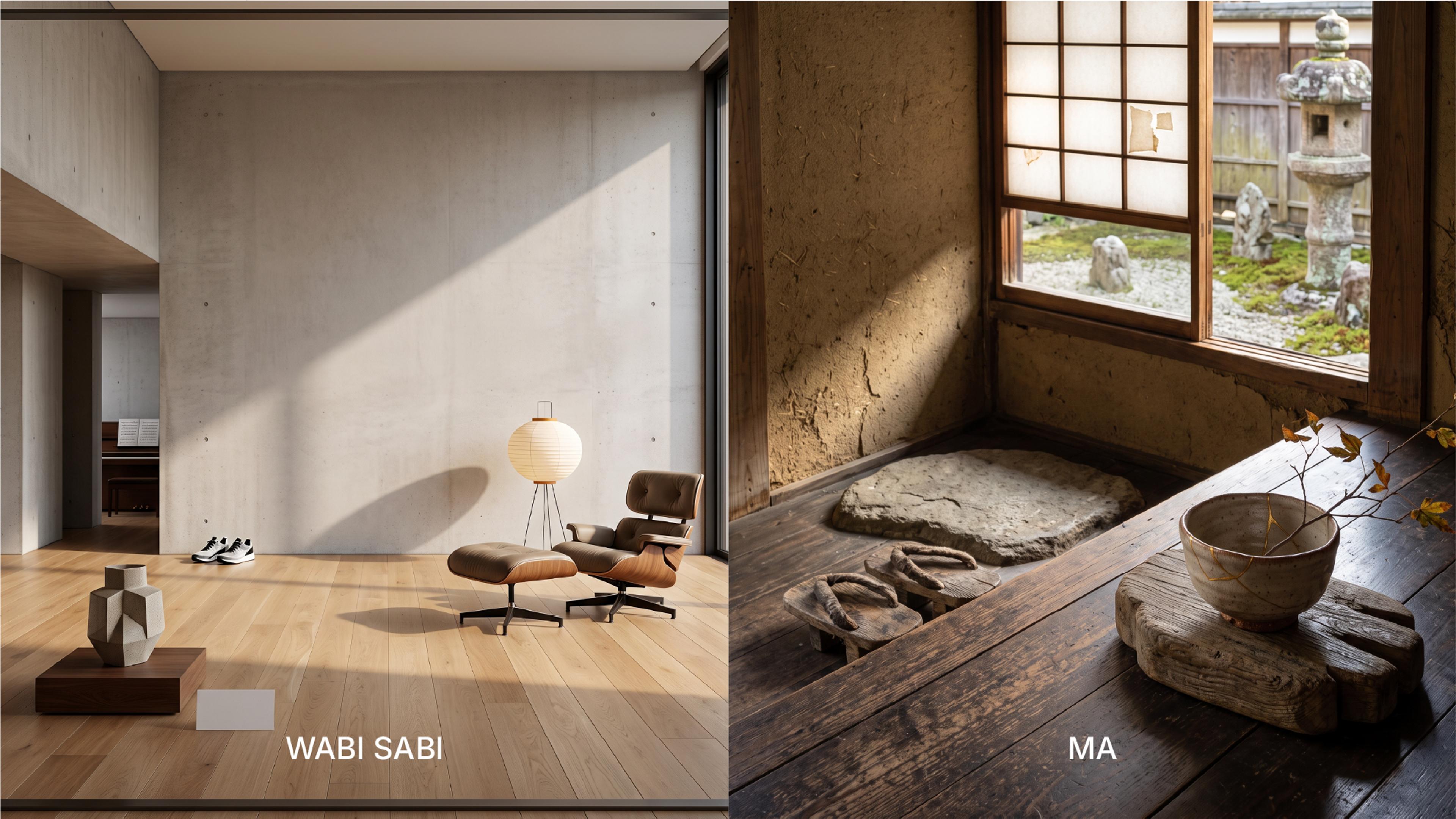 wabi sabi and ma Japanese design styles
