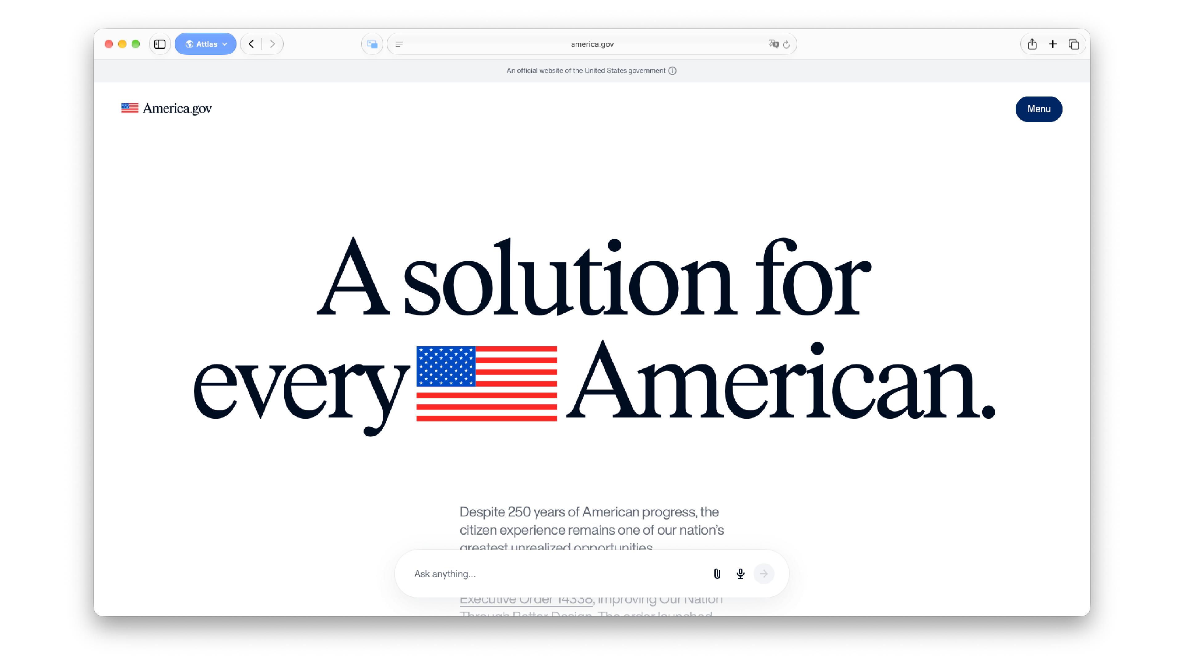america.gov new website snapshot