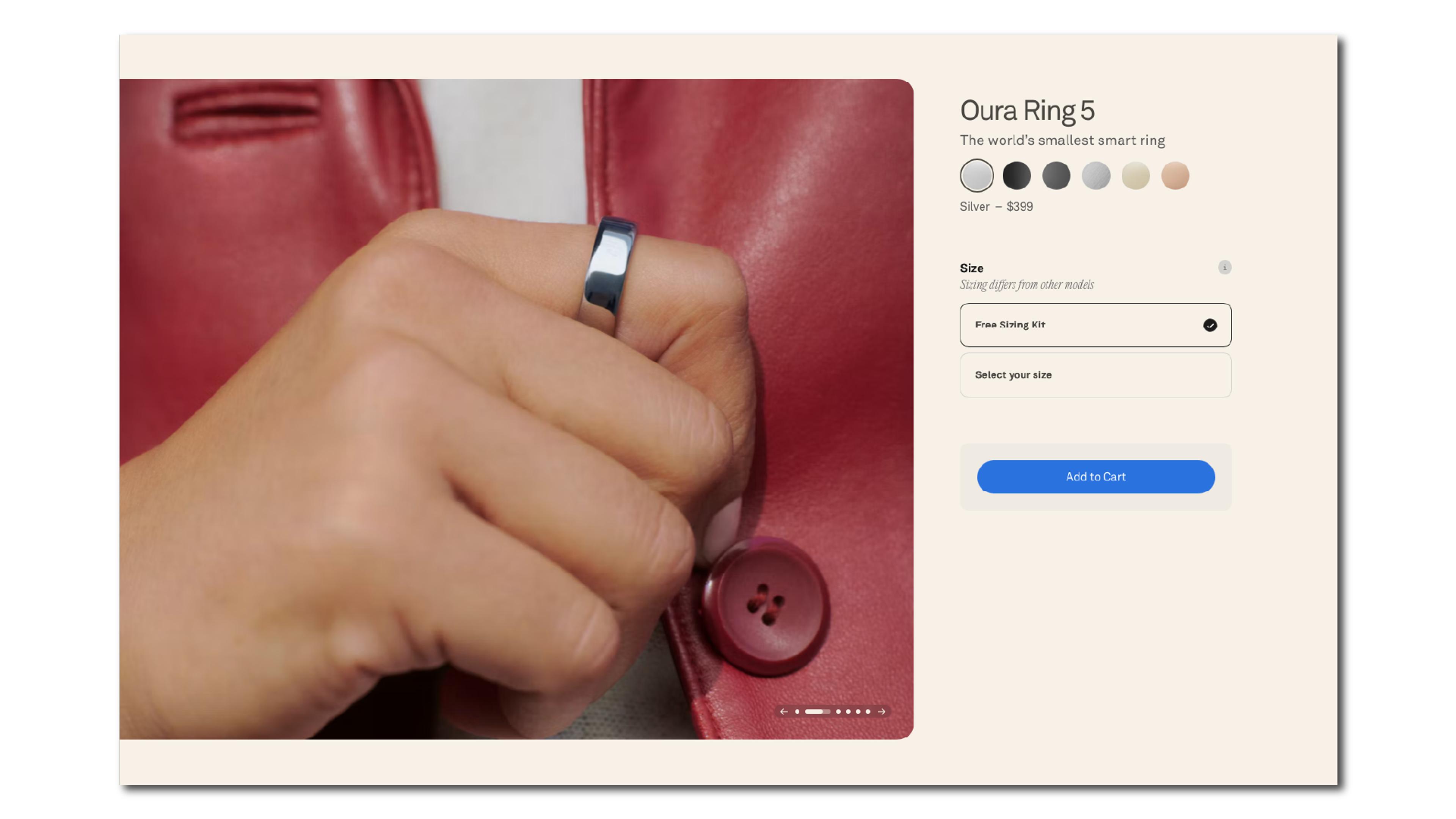 Oura Ring product card design