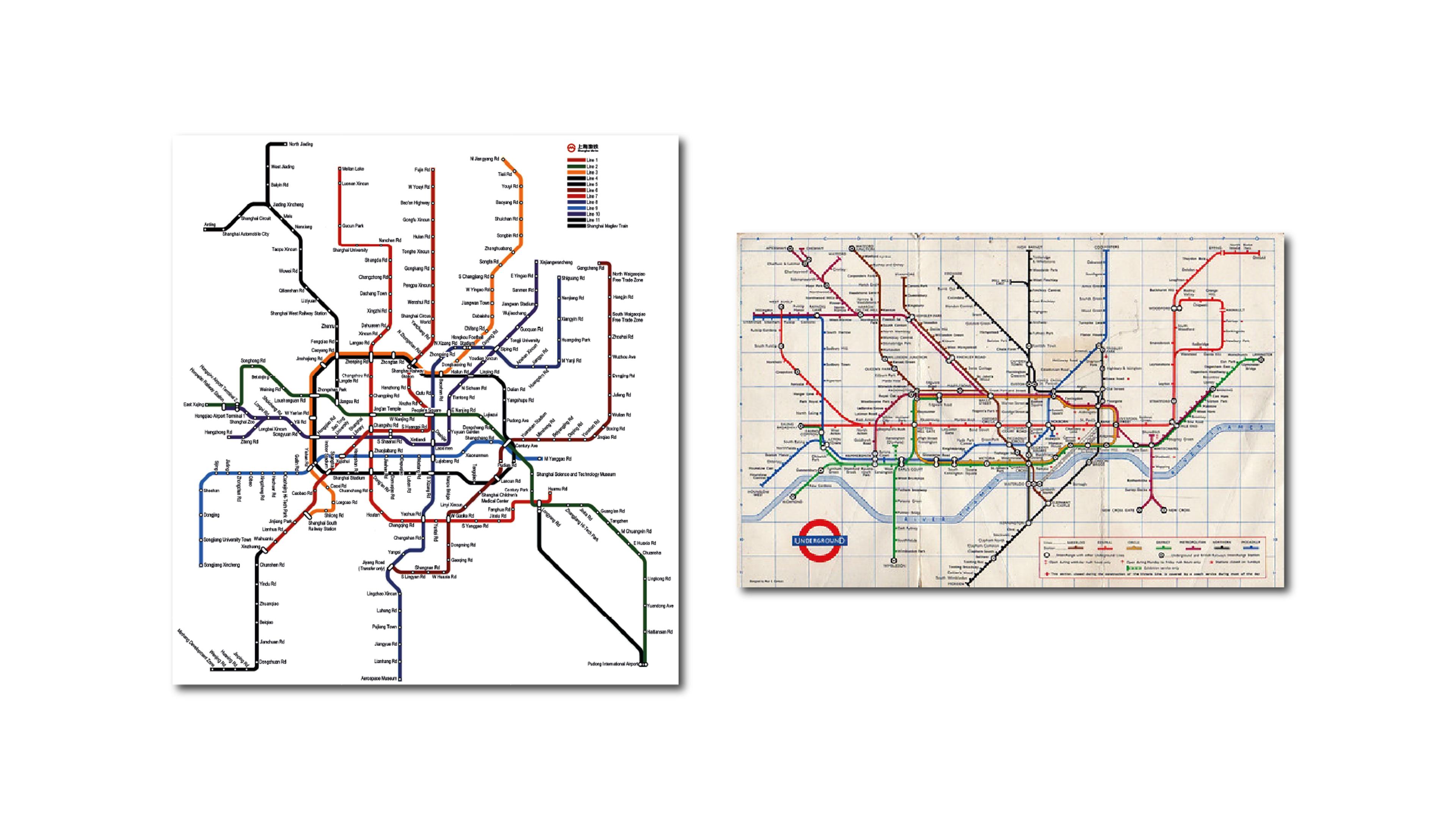 subway maps Shanghai and London