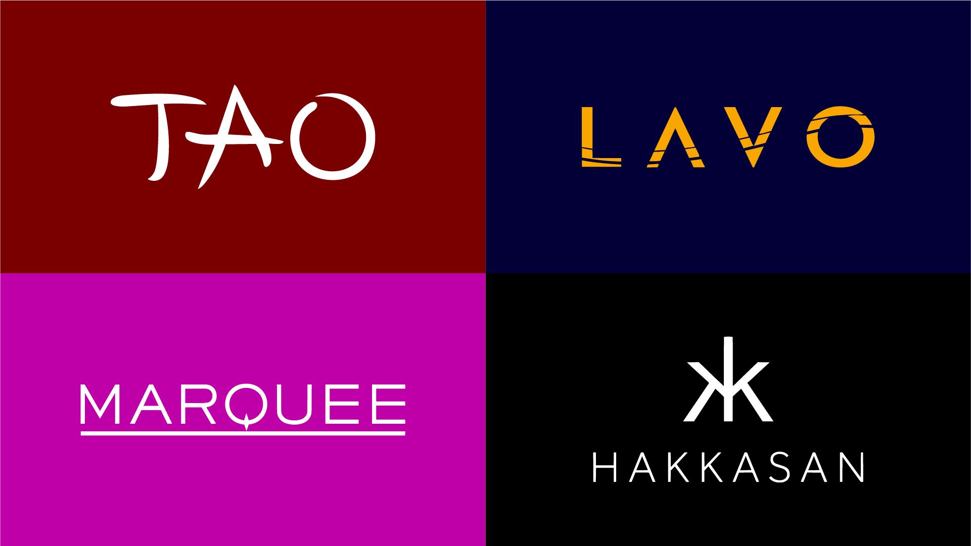 Tao, Lavo, Marquee & Hakkasan logos from Tao Hospitality Group