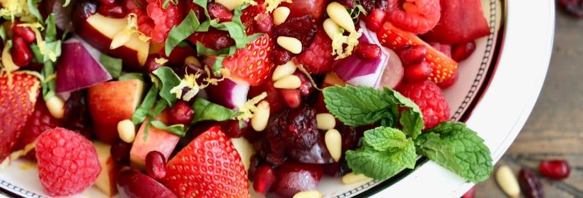 Red Fruit Salad with Lemon Cream