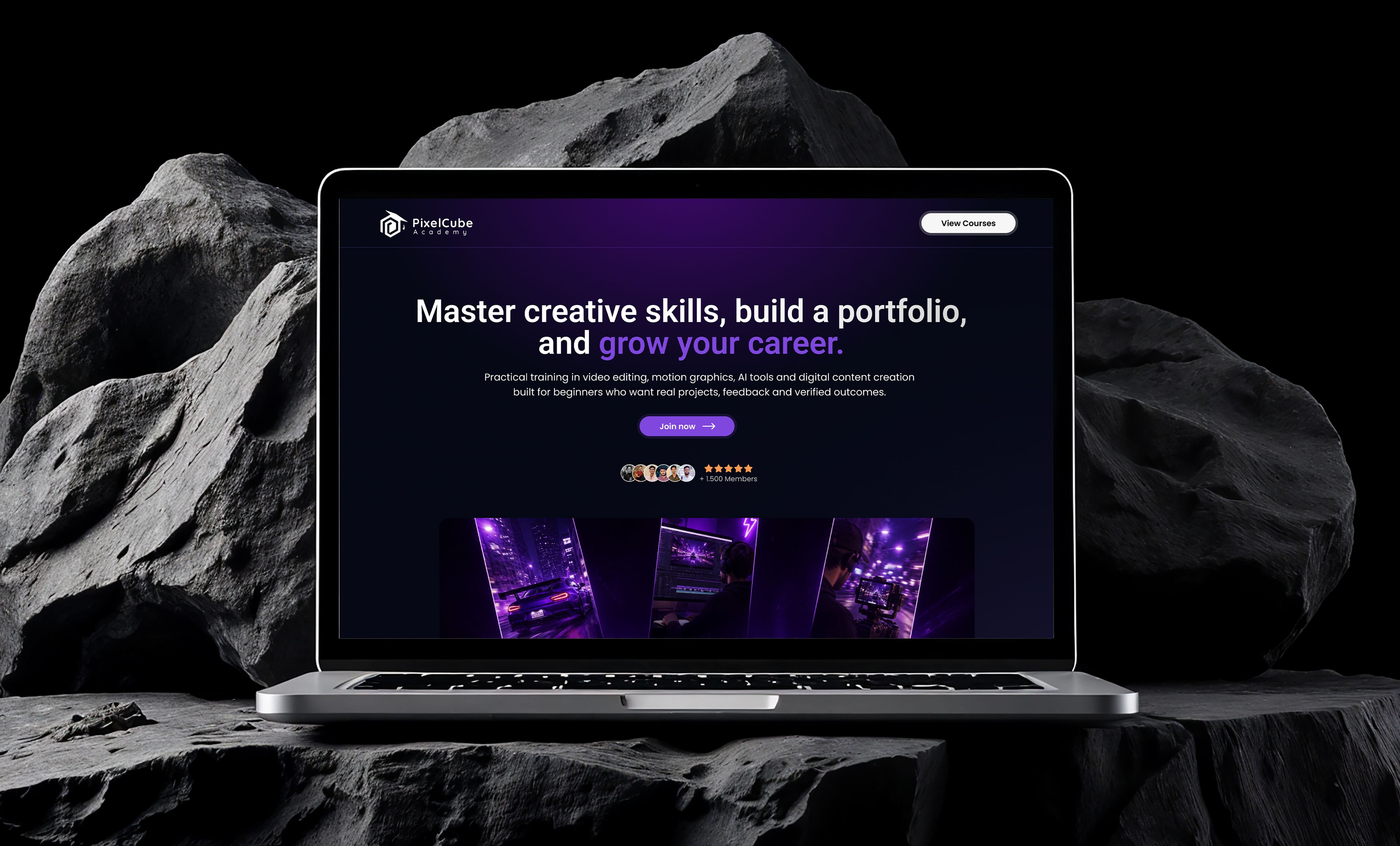 PixelCube Academy learning platform interface