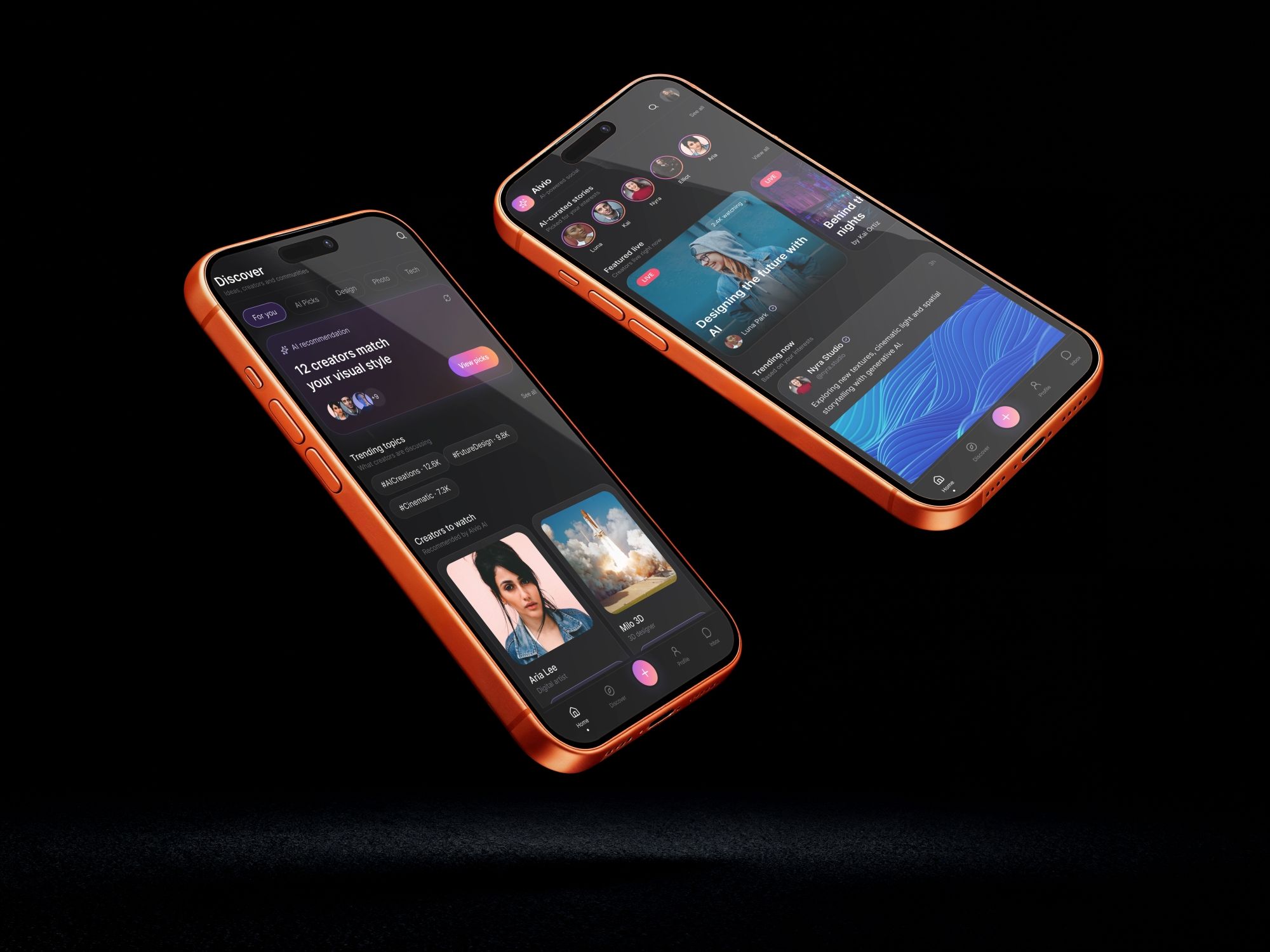 Creative community mobile application interface