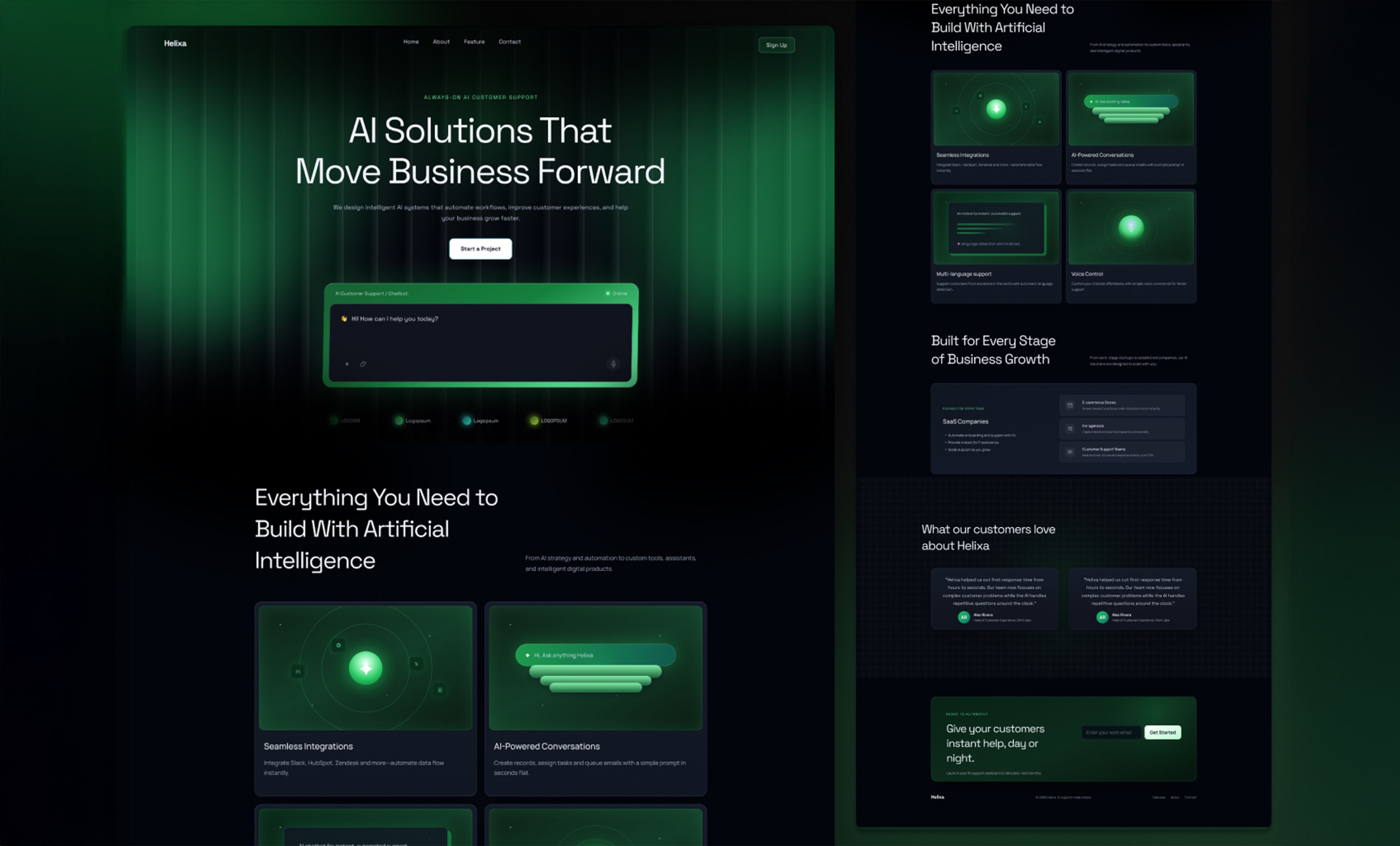 AI SaaS landing page user interface design