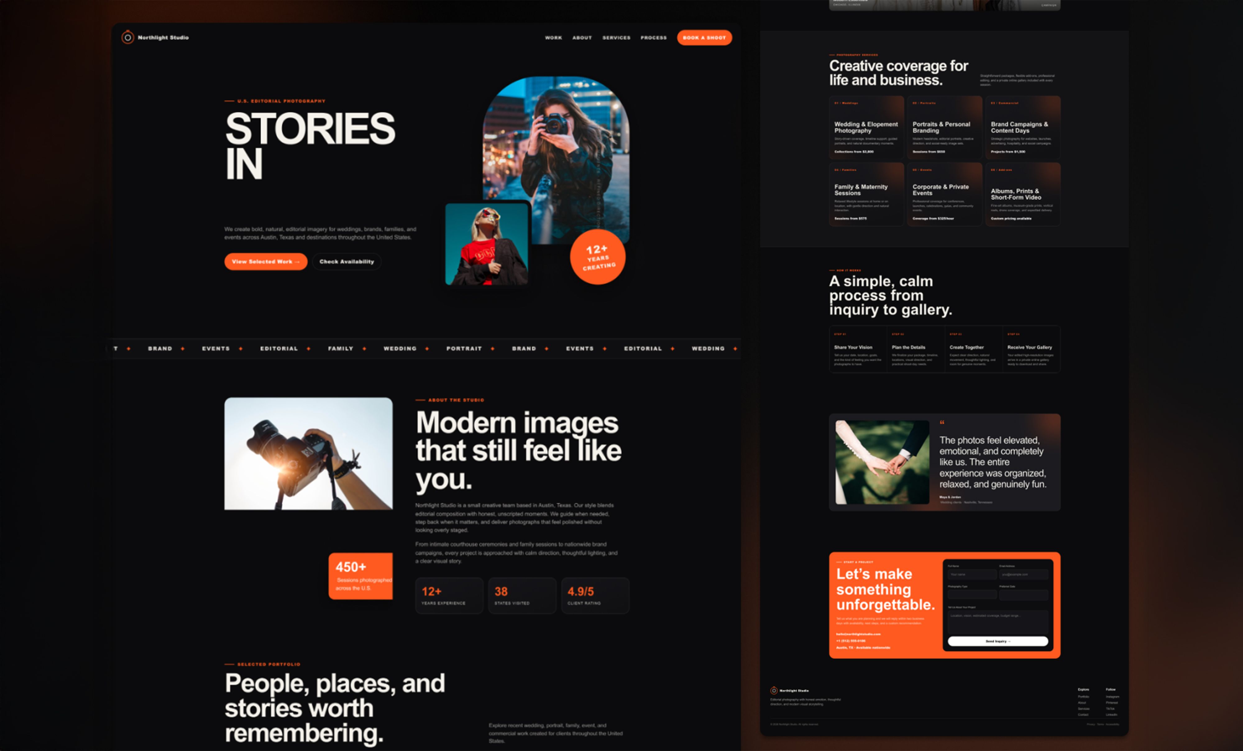 Photography studio website user interface design