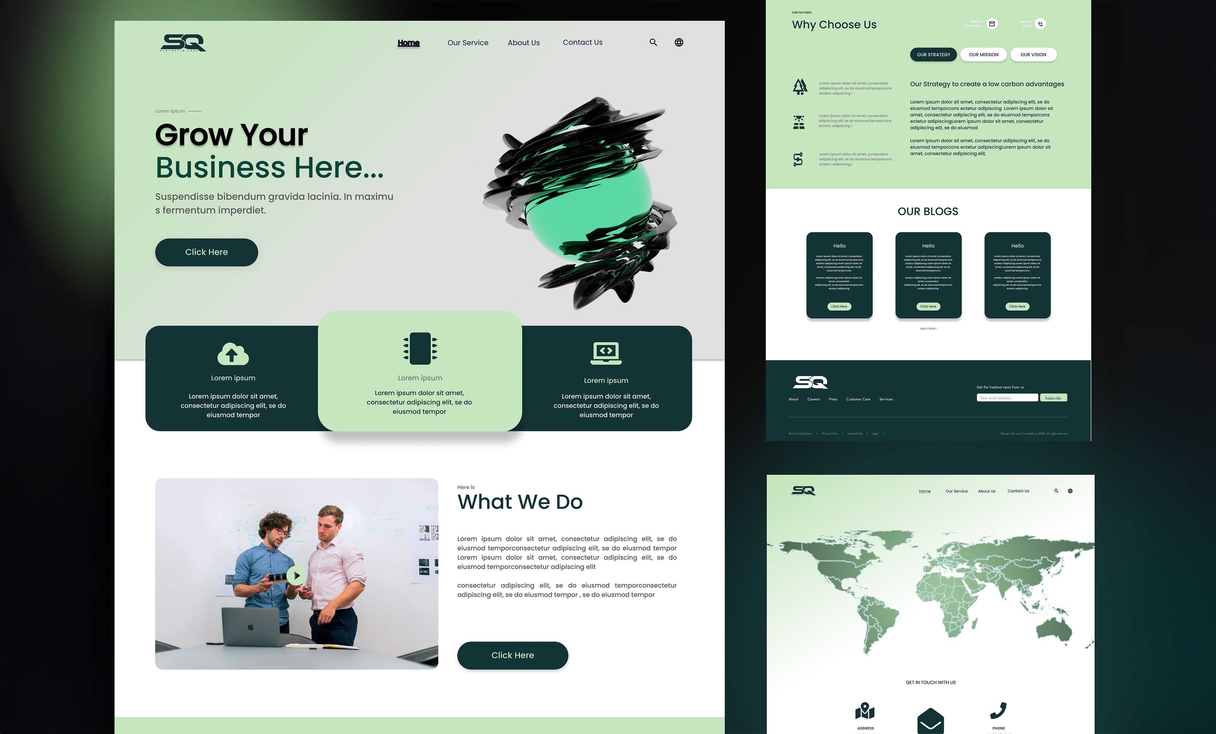 Modern corporate business website homepage interface