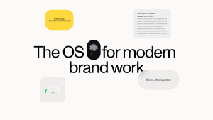 brand.ai prompt interface with text 'build a social narrative based on our content strategy for FW26' on green botanical background