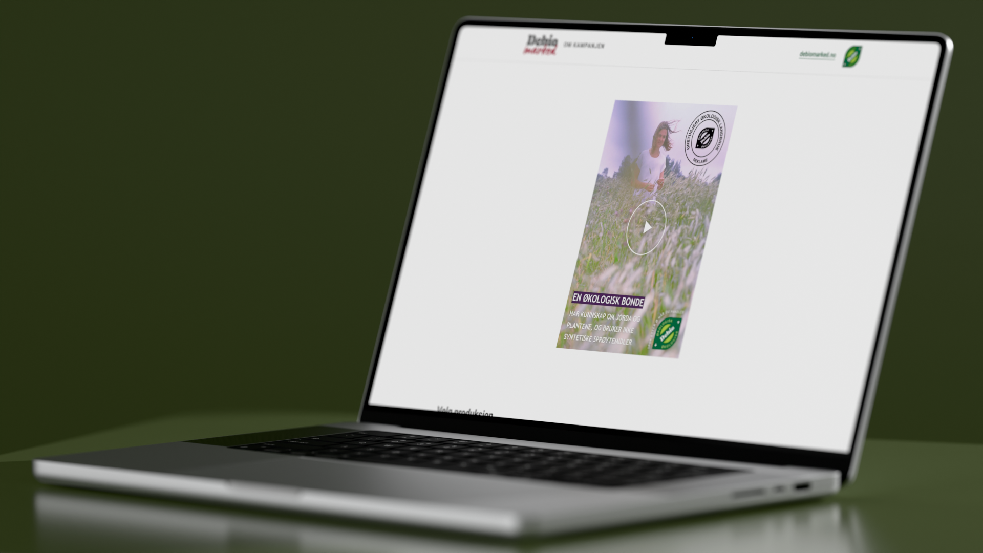 Forsiden av kampanjenettstedet på en laptop, med plakaten og uretusjert-stempelet