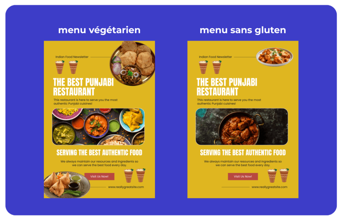 Exemple de segmentation de l'audience pour les restaurants avec le contenu dynamique