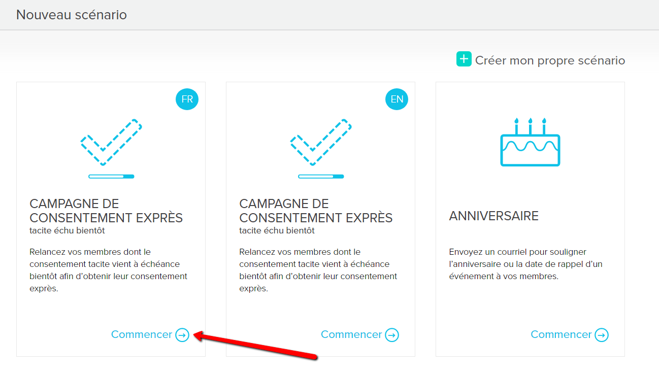 Selectionner le scénario