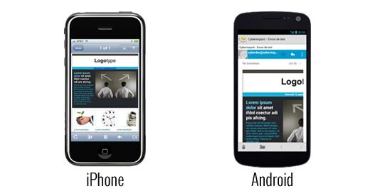 Comparison of iPhone and Android screens