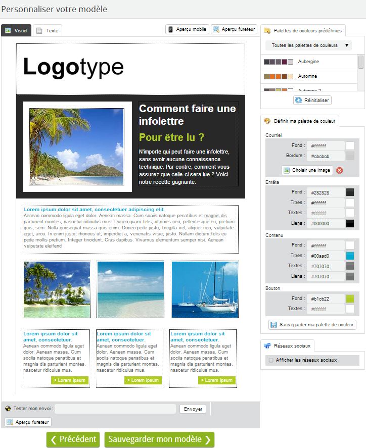 Personnalisation d'une infolettre