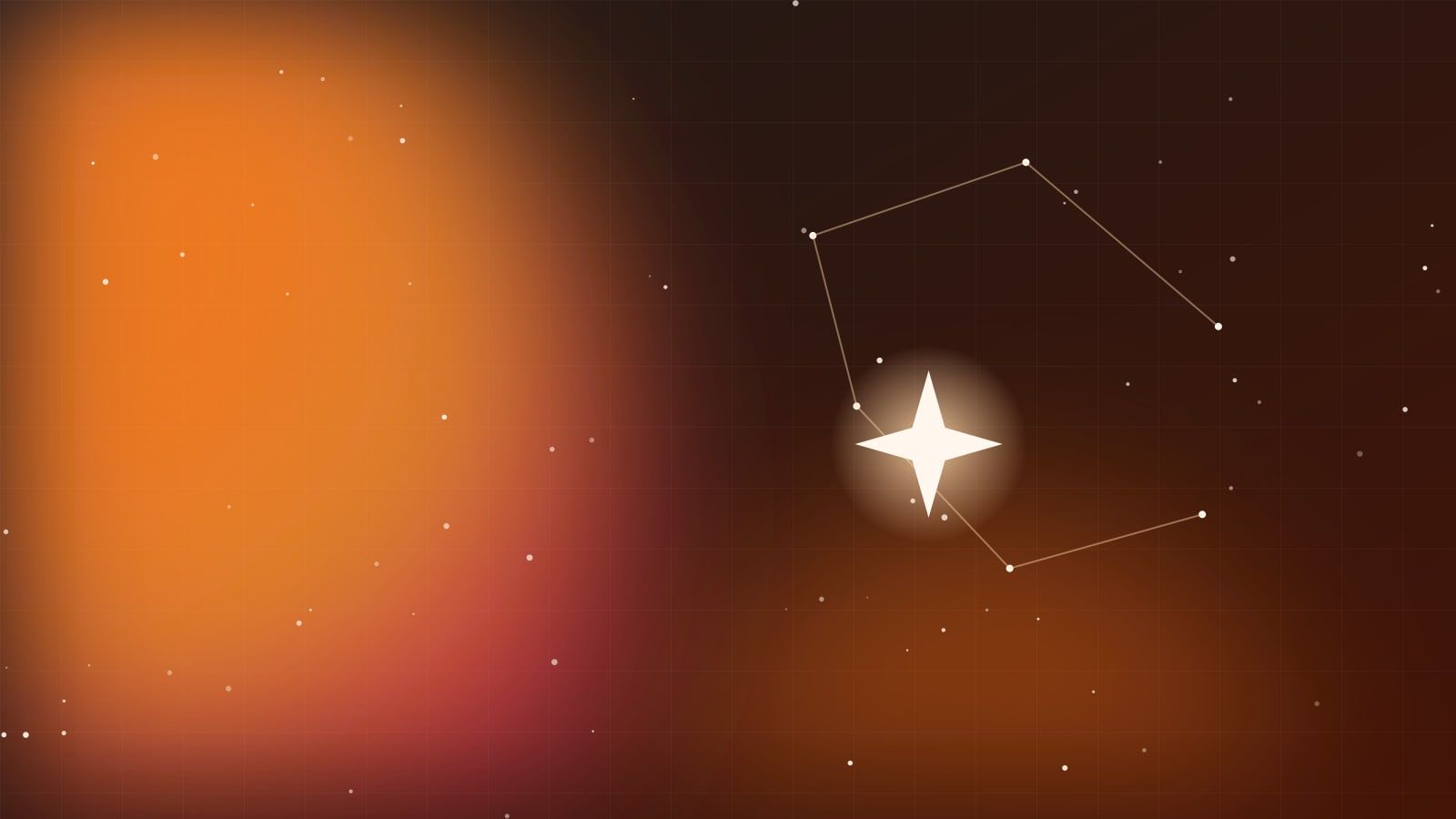 A constellation of stars over an ember-coloured sky