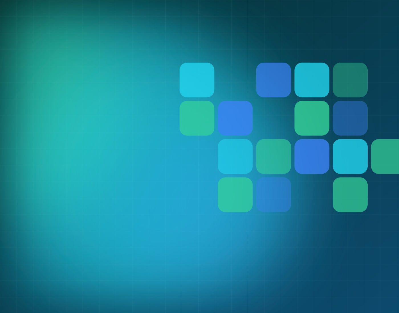 A grid of glowing tiles in teal and blue