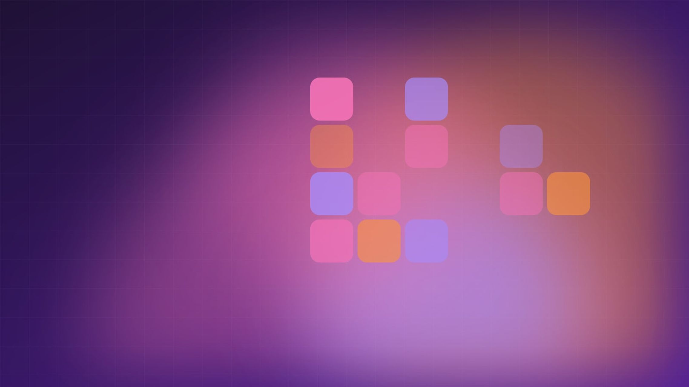 A pattern of coloured tiles on a purple background