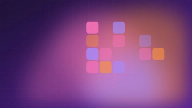 A pattern of coloured tiles on a purple background